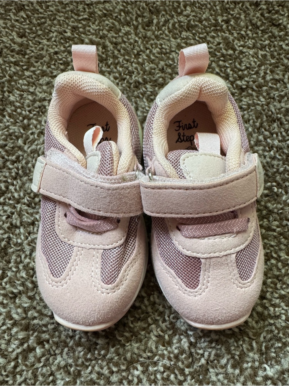 First Steps Baby Pink Velcro Athletic Sneakers Size 4